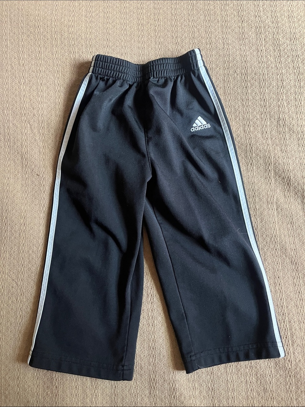 TODDLER adidas Black Joggers with White Side Stripes